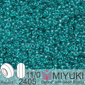 Korálky Miyuki Round 11/0. Barva 2405 Transparent Teal. Balení 5g.