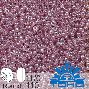 Korálky TOHO tvar ROUND (kulaté). Velikost 11/0. Barva č. 110-Transparent-Lustered Lt Amethyst . Balení 8g.