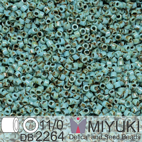Korálky Miyuki Delica 11/0. Barva Opaque Turquoise Blue Picasso DB2264. Balení 5g.