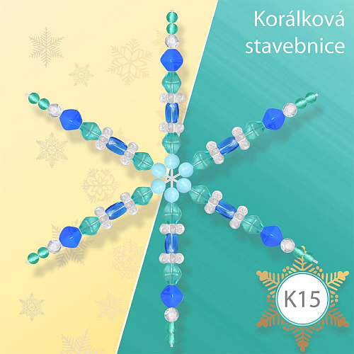 Korálková stavebnice Vánoční hvězdy řada K15. Stavebnice obsahuje základní kříž velikost pr.11,5cm, korálky a obrázkový návod jak tištěný tak PDF.