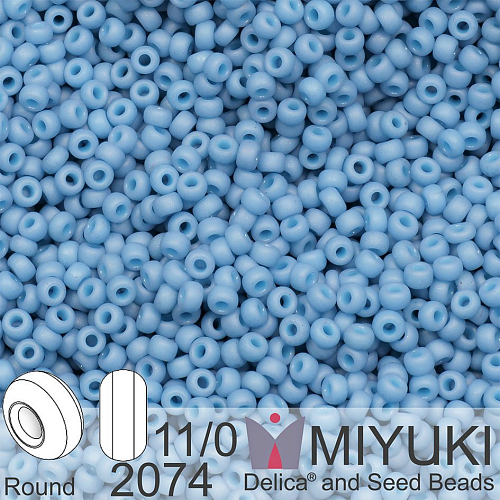 Korálky Miyuki Round 11/0. Barva 2074 Matte Opaque Pale Denim Luster. Balení 5g.