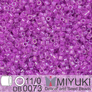 Korálky Miyuki Delica 11/0. Barva Magenta Lined Crystal AB DB0073. Balení 5g.