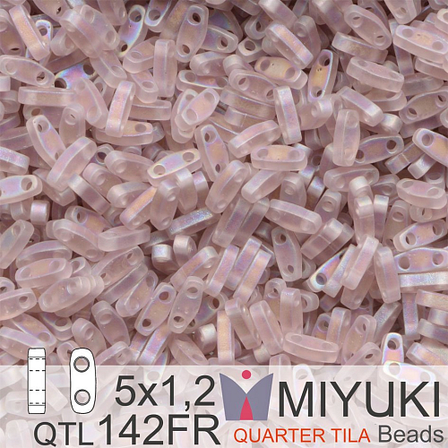 Korálky Miyuki QuarterTila. Barva Transparent Smoky Amethyst AB QTL 142FR Balení 3g