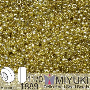 Korálky Miyuki Round 11/0. Barva 1889 Transparent Golden Olive Luster. Balení 5g.