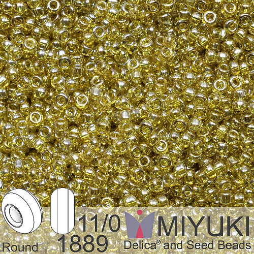 Korálky Miyuki Round 11/0. Barva 1889 Transparent Golden Olive Luster. Balení 5g.