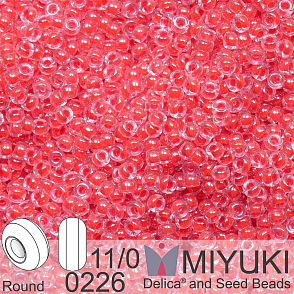 Korálky Miyuki Round 11/0. Barva 0226 Dark Coral Lined Crystal . Balení 5g.