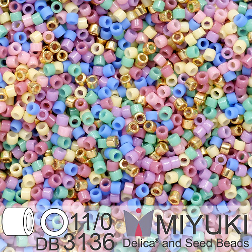 Korálky Miyuki Delica 11/0. Barva Rainbow Shimmer Mix DB3136. Balení 5g.