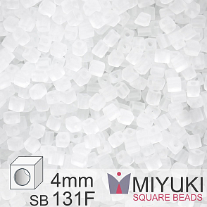 Korálky Miyuki SQUARE Beads 4mm. Barva Matte Crystal SB131F. Balení 5g.