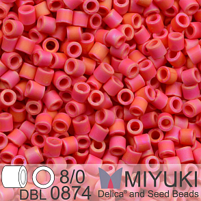 Korálky Miyuki Delica 8/0. Barva Matte Opaque Red AB DBL0874. Balení 5g.