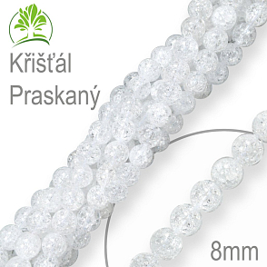 Korálky z minerálů Křišťál Praskaný přírodní polodrahokam. Velikost pr.8mm. Balení 10Ks.