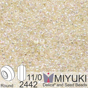 Korálky Miyuki Round 11/0. Barva 2442 Crystal Ivory Gold Luster. Balení 5g.