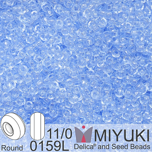 Korálky Miyuki Round 11/0. Barva 0159L Transparent Light Cornflower Blue. Balení 5g.