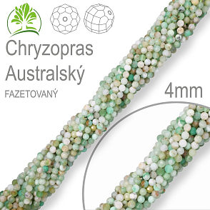 Korálky z minerálů Chryzopras Australský Fazetovaný přírodní polodrahokam. Velikost pr.4,0mm. Balení 95Ks.