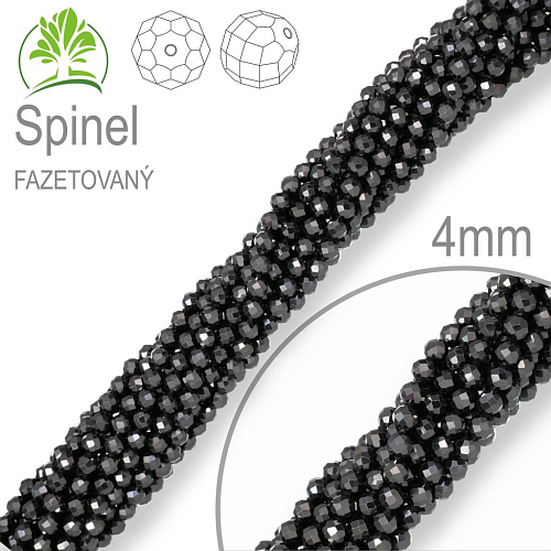 Korálky z minerálů  Spinel Fazetovaný přírodní polodrahokam. Velikost pr.4mm. Balení 90Ks.