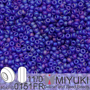 Korálky Miyuki Round 11/0. Barva 0151FR Matte Transparent Cobalt AB. Balení 5g.