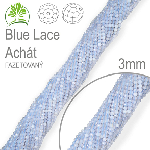 Korálky z minerálů Blue Lace Achát Fazetovaný polodrahokam. Velikost pr.3mm. Balení 130Ks. 