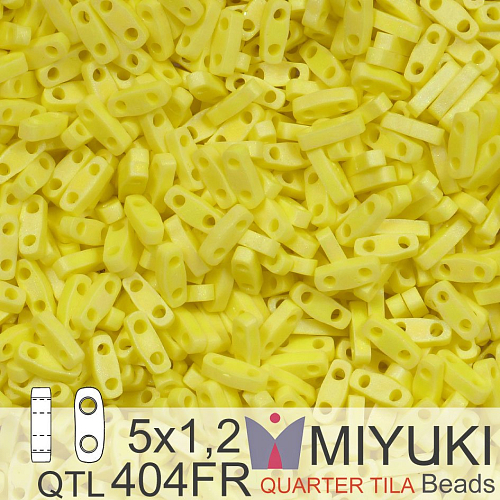 Korálky Miyuki QuarterTila. Barva Matte Opaque Yellow AB QTL 404FR Balení 3g