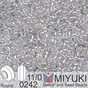 Korálky Miyuki Round 11/0. Barva 0242 Sparkling Pewter Lined Crystal. Balení 5g.