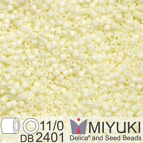 Korálky Miyuki Delica 11/0. Barva Opaque Light Buttercream DB2401. Balení 5g