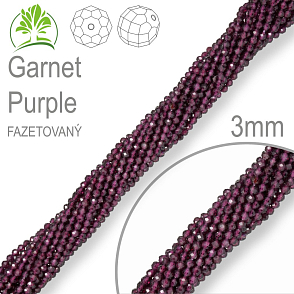 Korálky z minerálů Garnet Purple Fazetovaný  přírodní polodrahokam. Velikost pr.3mm. Balení 130Ks.