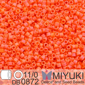 Korálky Miyuki Delica 11/0. Barva Matte Op Orange AB DB0872. Balení 5g