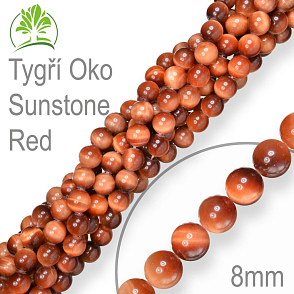 Korálky z minerálů  Tygří Oko Sunstone Red  přírodní polodrahokam. Velikost pr.8mm. Balení 10Ks.