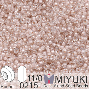 Korálky Miyuki Round 11/0. Barva 0215 Blush Lined Crystal. Balení 5g.