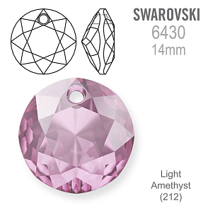 Swarovski 6430 Classic Cut Pendant barva Light Amethyst (212) velikost 14mm.