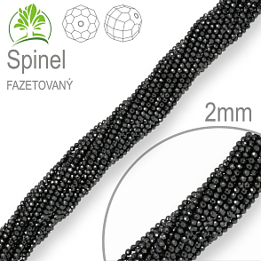 Korálky z minerálů Spinel Černý Fazetovaný přírodní polodrahokam. Velikost pr.2mm. Balení 190Ks