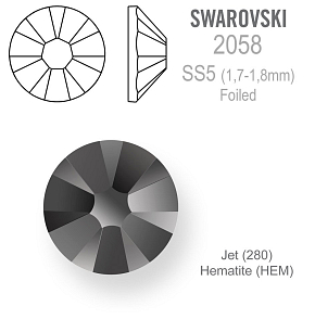 SWAROVSKI 2058 XILION FOILED velikost SS5 barva JET HEMATITE 