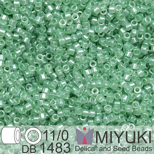 Korálky Miyuki Delica 11/0. Barva Transparent Mint Luster DB1483. Balení 5g