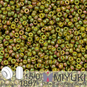 Korálky Miyuki Round 15/0. Barva 1897 Op Golden Olive Luster . Balení 5g