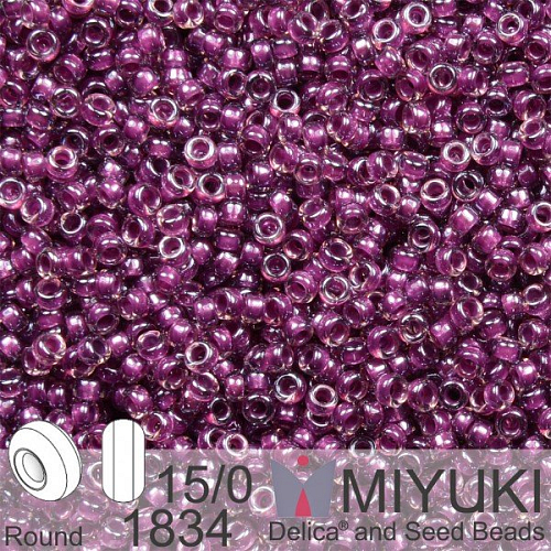 Korálky Miyuki Round 15/0. Barva 1834 Magenta Lined Amethyst . Balení 5g