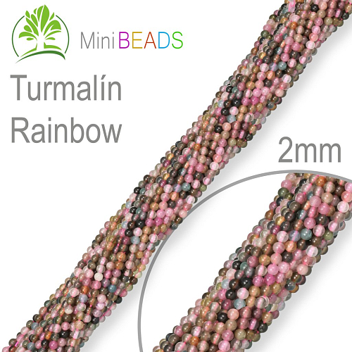 Korálky Mini BEADS Turmalín Rainbow. Velikost pr.2mm. Balení 175Ks.