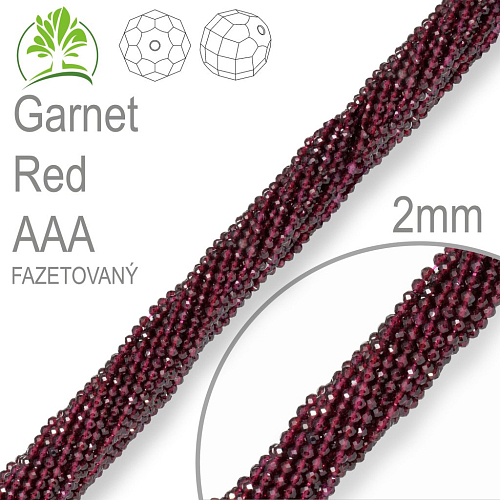 Korálky z minerálů Garnet Red AAA Fazetovaný přírodní polodrahokam. Velikost pr.2mm. Balení 190Ks