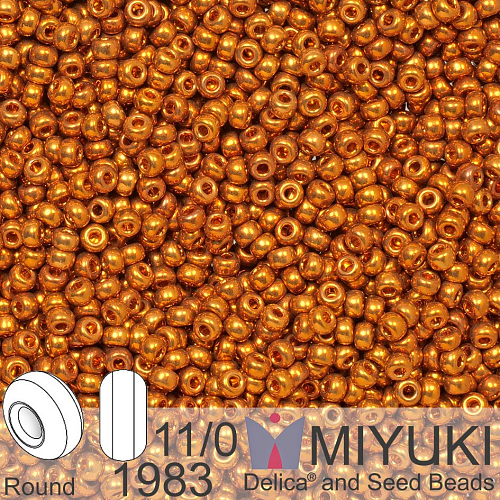 Korálky Miyuki Round 11/0. Barva 1983 24kt Dark Yellow Gold. Balení 3g.