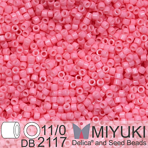 Korálky Miyuki Delica 11/0. Barva Duracoat Dyed Opaque Carnation  DB2117. Balení 5g.