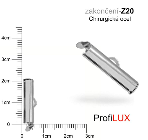 Zakončení na náramky chirurgická ocel. Ozn. Z20. Velikost otvor 3,5mm délka 20mm. 