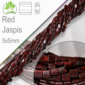 Minerální korálky tvarované Red Jaspis. Velikost 5x5mm čtvercové korálky s dvěma otvory. Balení 10Ks