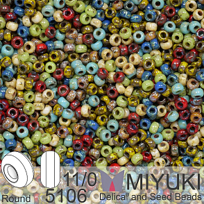 Korálky Miyuki Round 11/0. Barva Forest Moss Mix 5106 Balení 5g.