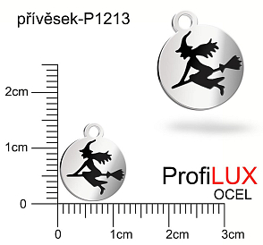 Přívěsek Ocel ozn-P1213 MEDAILON s čarodejnicí velikost 14x12mm. Řada přívěsků ProfiLUX