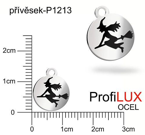 Přívěsek Ocel ozn-P1213 MEDAILON s čarodejnicí velikost 14x12mm. Řada přívěsků ProfiLUX