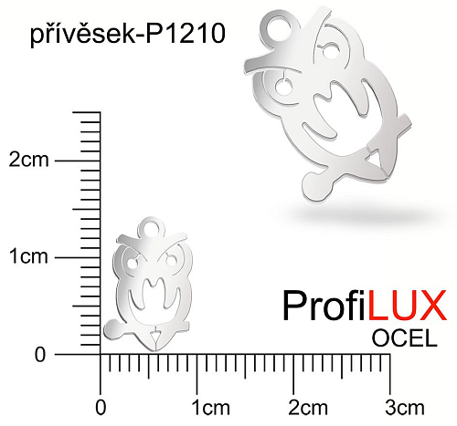 Přívěsek Ocel ozn-P1210 mini Sova velikost 15x9mm. Řada přívěsků ProfiLUX