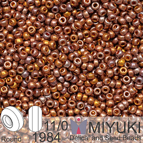 Korálky Miyuki Round 11/0. Barva 1984 24kt Red Gold Iris. Balení 3g.