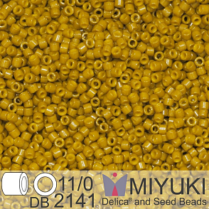 Korálky Miyuki Delica 11/0. Barva Duracoat Dyed Opaque Spanish Olive DB2141. Balení 5g