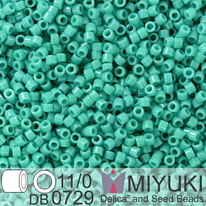 Korálky Miyuki Delica 11/0. Barva Op Turquoise Green DB0729. Balení 5g