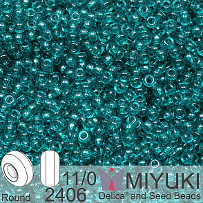 Korálky Miyuki Round 11/0. Barva 2406 Transparent Dark Teal. Balení 5g.