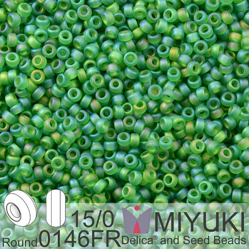 Korálky Miyuki Round 15/0. Barva 0146FR Matte Tr Green AB. Balení 5g.