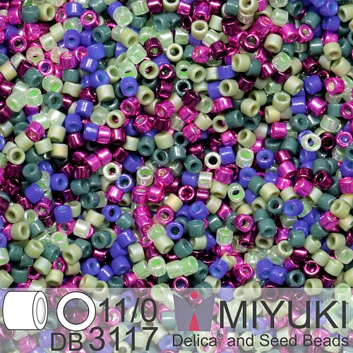 Korálky Miyuki Delica 11/0. Barva Hyacint Mix DB3117. Balení 5g