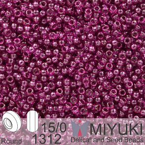 Korálky Miyuki Round 15/0. Barva 1312 Dyed Tr Wine. Balení 5g.